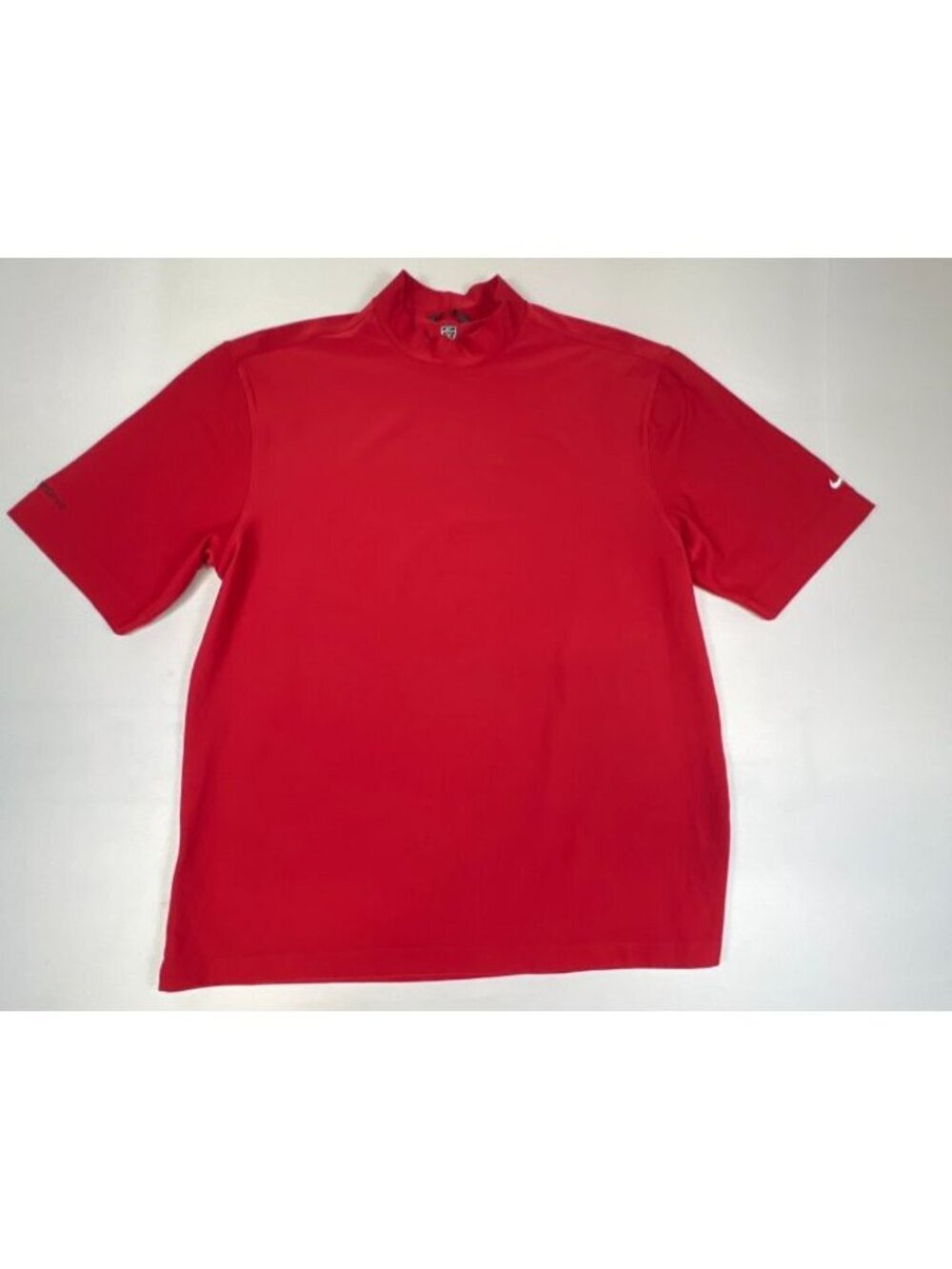 Nike Golf Dri-Fit UV Men's Large Red Mock Neck Short Sleeve Performance Shirt